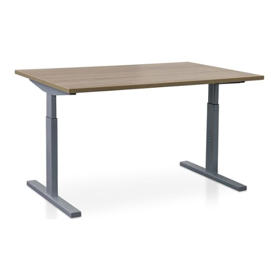 Start Pintado rechthoekbureau 160 x 80 cm met midden eiken blad en aluminium poten