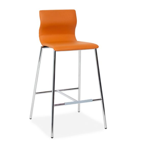 Barkruk Evora met chromen frame en Kaiman kunstlederen zitting