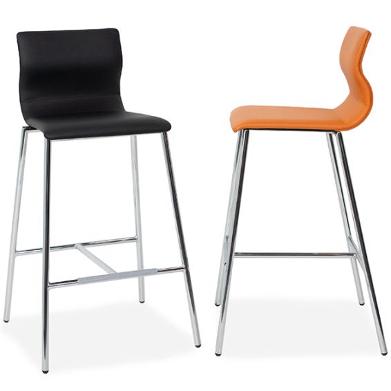 Barkruk Evora met chromen frame en Kaiman kunstlederen zitting