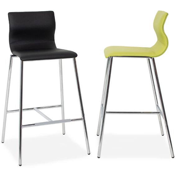 Barkruk Evora met chromen frame en Kaiman kunstlederen zitting