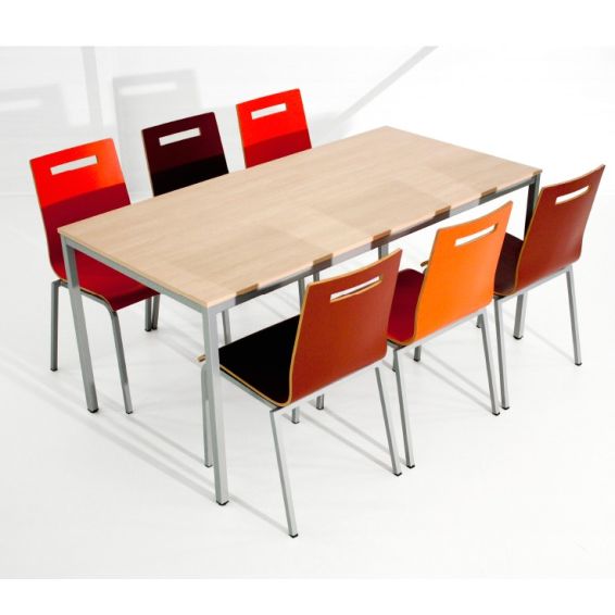 Opstelling Basic rechte tafel 200 x 100 cm