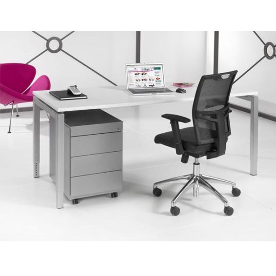 Start Nevada rechthoekbureau wit blad en aluminium poten