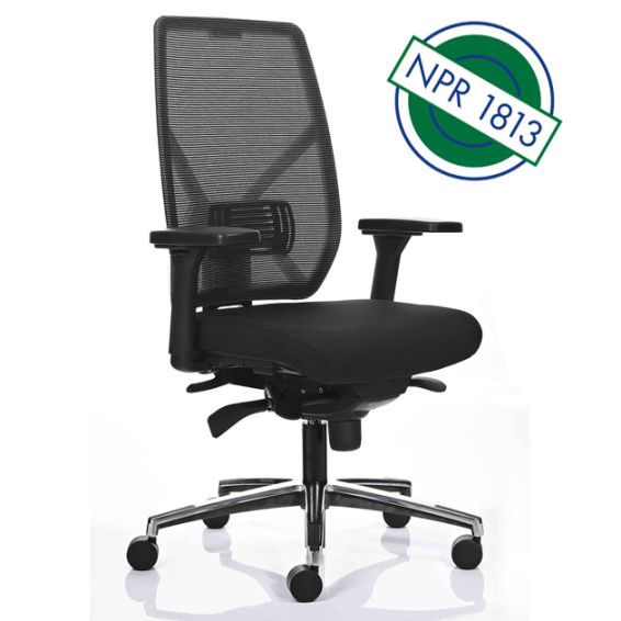 Bureaustoel Actiflexx Weave met aluminium gepolijst voetenkruis met zwart frame