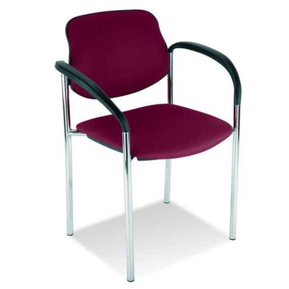Stoel STYL/P met rode stoffering en chromen frame
