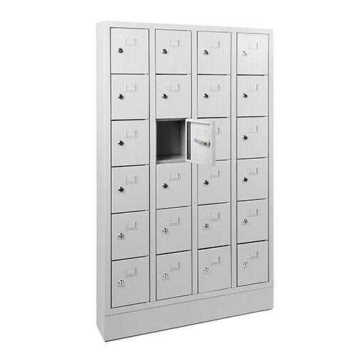Stalen lockerkast met 24 afsluitbare vakken