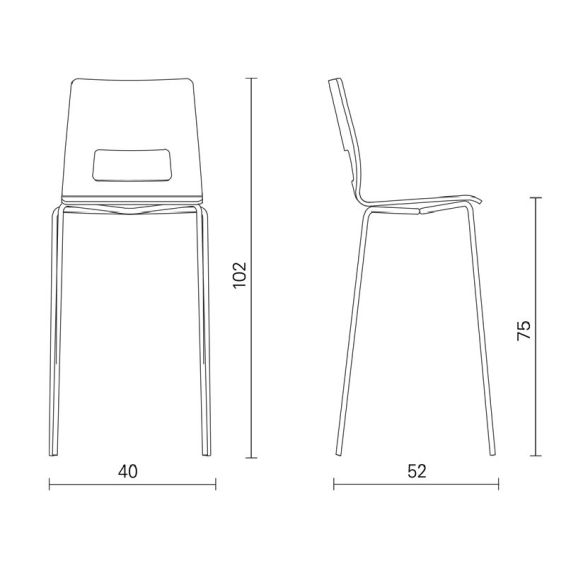 Afmetingen Design barkruk Lucca
