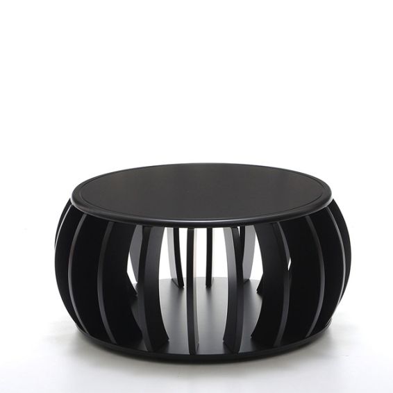 Bijzettafel C-anenome zwart met houten frame