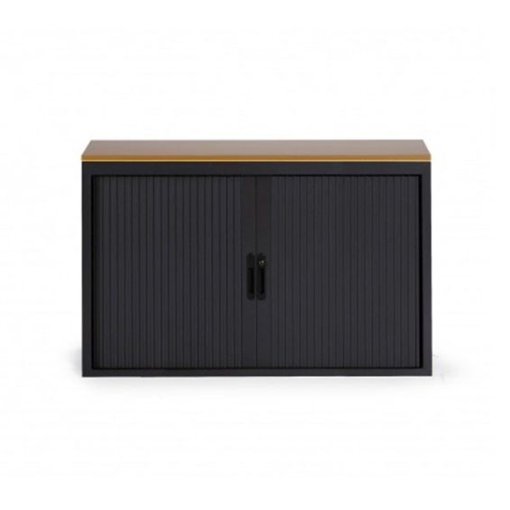 Start roldeurkast 74 x 120 cm zwart met beuken topblad