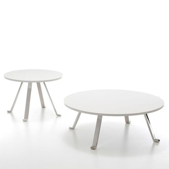 Ronde bijzettafel Onda, onderstel verchroomd
