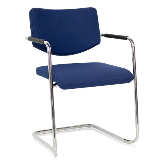 Stoel Alfa met slede frame en lage rug - blauw