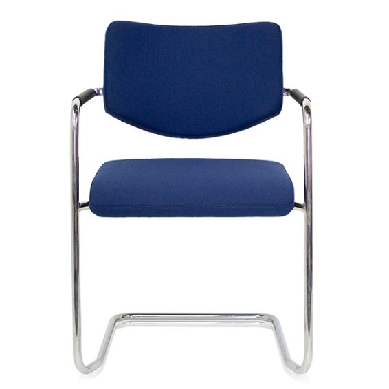 Stoel Alfa met slede frame en lage rug - blauw