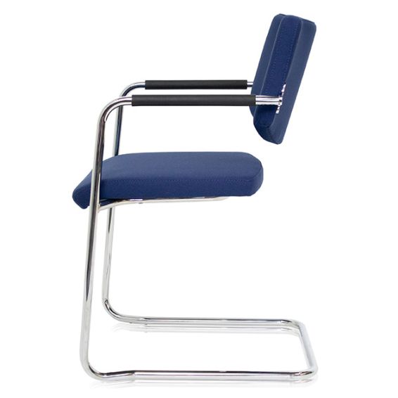 Stoel Alfa met slede frame en lage rug - blauw