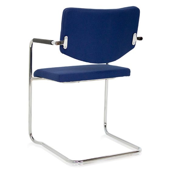 Stoel Alfa met slede frame en lage rug - blauw