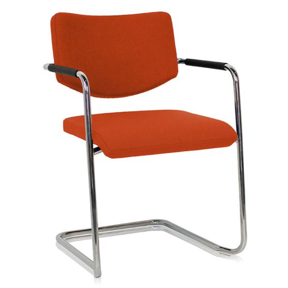 Stoel Alfa met slede frame en lage rug - oranje
