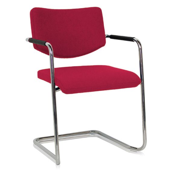 Stoel Alfa met slede frame en lage rug - rood