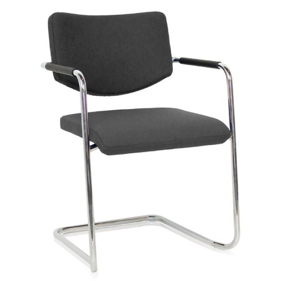 Stoel Alfa met slede frame en lage rug - donker grijs