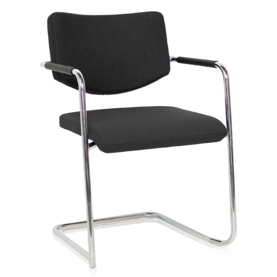 Stoel Alfa met slede frame en lage rug - zwart