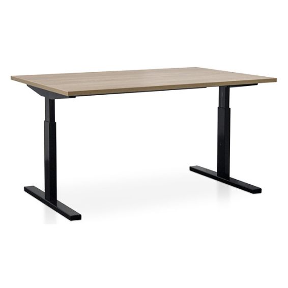 Start Pintado rechthoekbureau 180 x 80 cm met midden eiken blad en zwarte poten