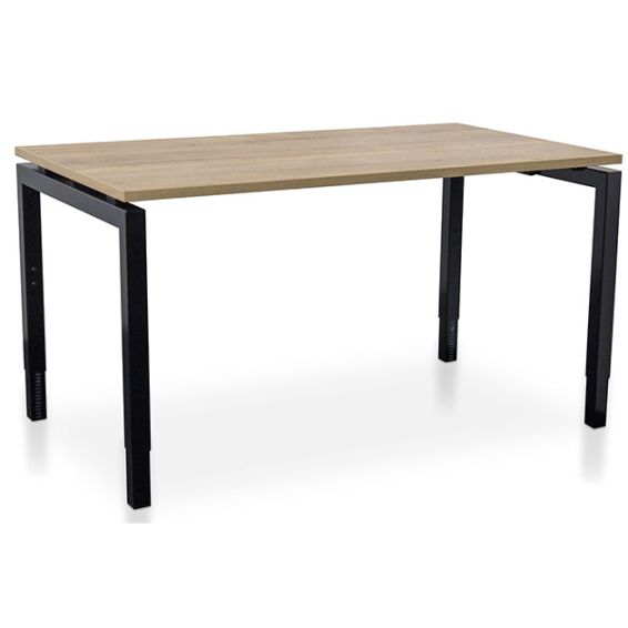 Nevada rechthoekbureau 140 x 80 cm met robuust eiken blad en zwarte poten