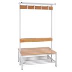 Garderobe set kleedlokaal - standaard met 8 haken uitgevoerd met hoeden- en schoenenplank
