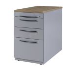 Huislijn Basic 05 staand ladenblok in de kleur aluminium, 3 laden, waarvan een hangmappenladen en een aparte pennenlade