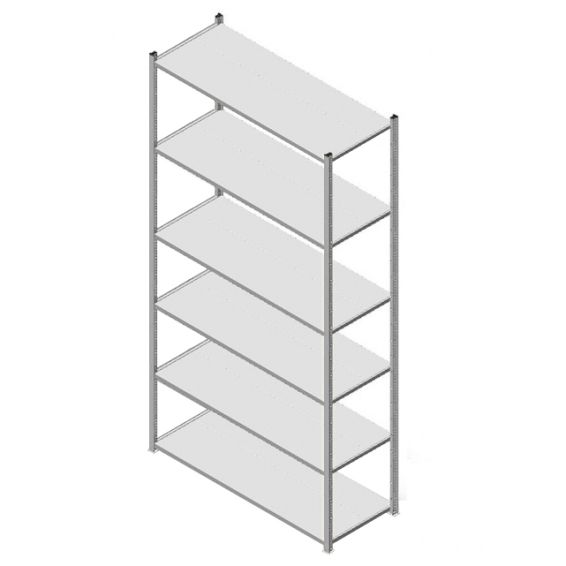 GS3 Magazijnstelling 6 etages, beginsectie