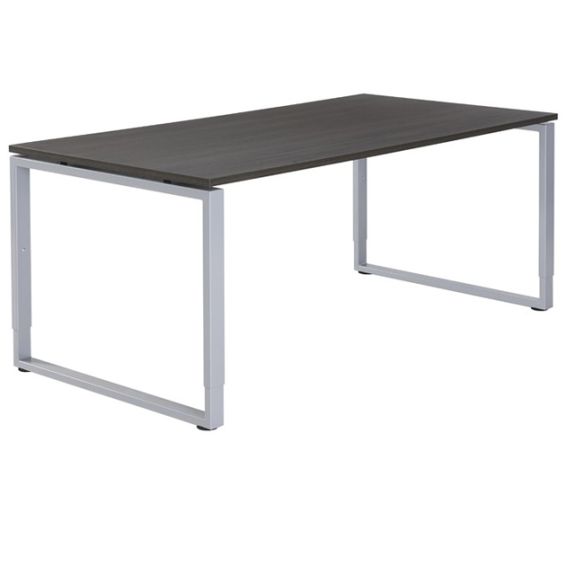 Huislijn Carré rechthoek bureau 180 x 90 cm met donker eiken blad en aluminium O-poten