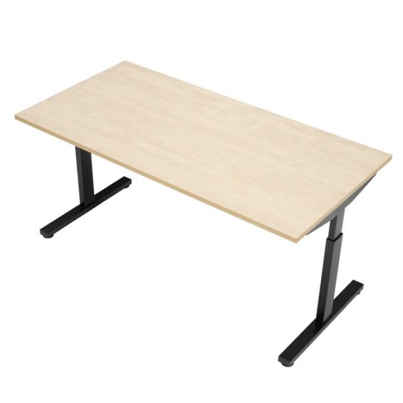 Start Pintado rechthoekbureau 120 x 60 cm met wildperen blad en zwarte poten