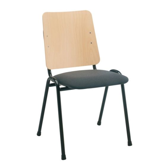 Kantinestoel Time-out blank beuken rug en gestoffeerde zitting