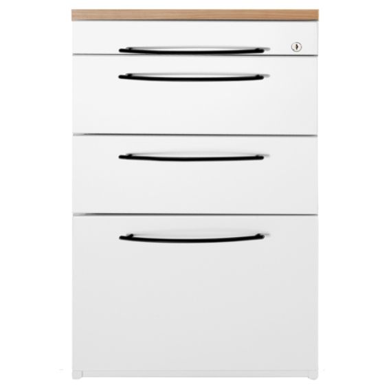 Huislijn Basic 05 staand ladenblok in de kleur wit, 3 laden, waarvan een hangmappenladen en een aparte pennenlade