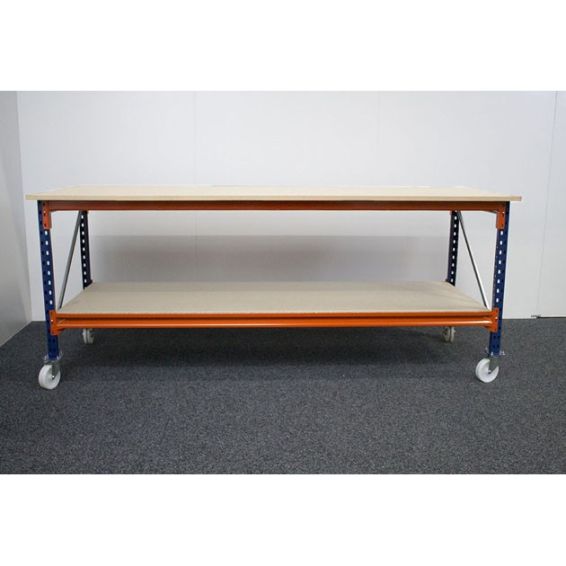 Verrijdbare werkbank MR22 met multiplex werkblad 215 x 95 cm
