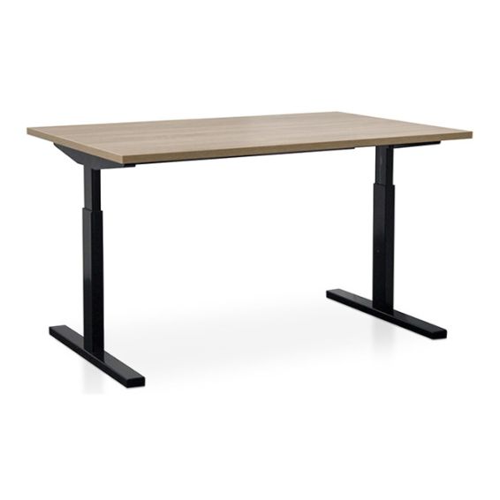 Start Pintado rechthoekbureau 160 x 80 cm met midden eiken blad en zwarte poten