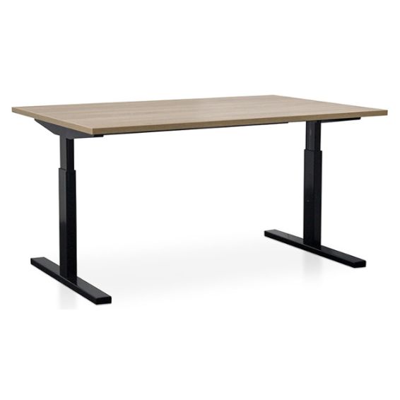 Start Pintado rechthoekbureau 200 x 100 met midden eiken blad en zwarte poten