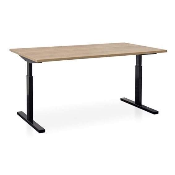 Start Pintado rechthoekbureau 160 x 80 cm met robuust eiken blad en zwarte poten