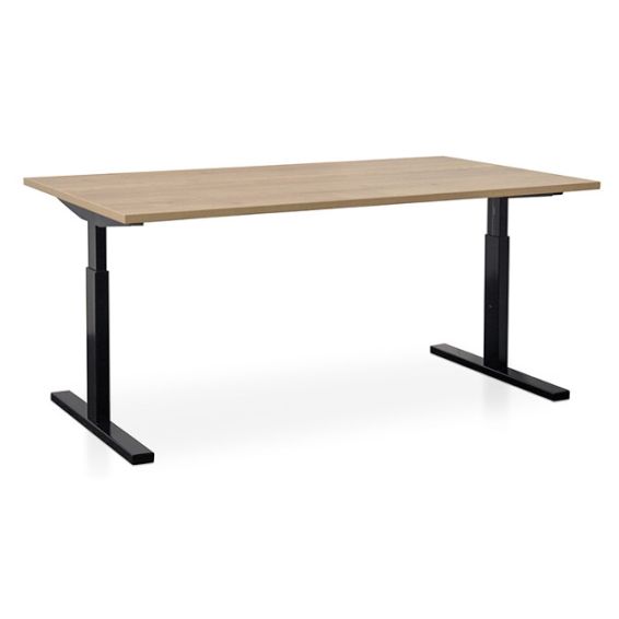 Start Pintado rechthoekbureau 180 x 80 cm met robuust eiken blad en zwarte poten