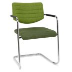 Stoel Alfa met slede frame en lage rug - groen met padding