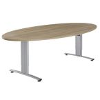 Vergadertafel ovaal Basic Huislijn 240 x 120 cm met aluminium T-poot en licht eiken blad