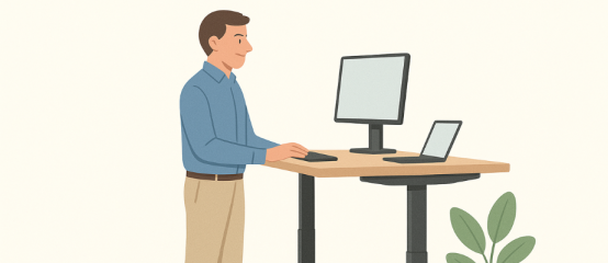 Hoe lang mag je staan achter een zit-sta bureau?
